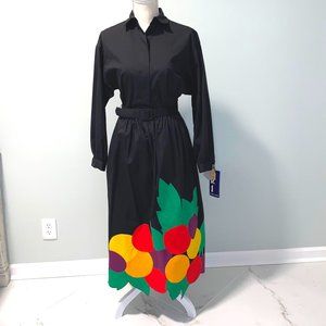 VINTAGE NRI Ned Gould 2 Piece Applique Berry Skirt Outfit NWT